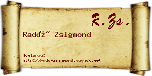 Radó Zsigmond névjegykártya
